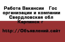 Работа Вакансии - Гос. организации и компании. Свердловская обл.,Карпинск г.